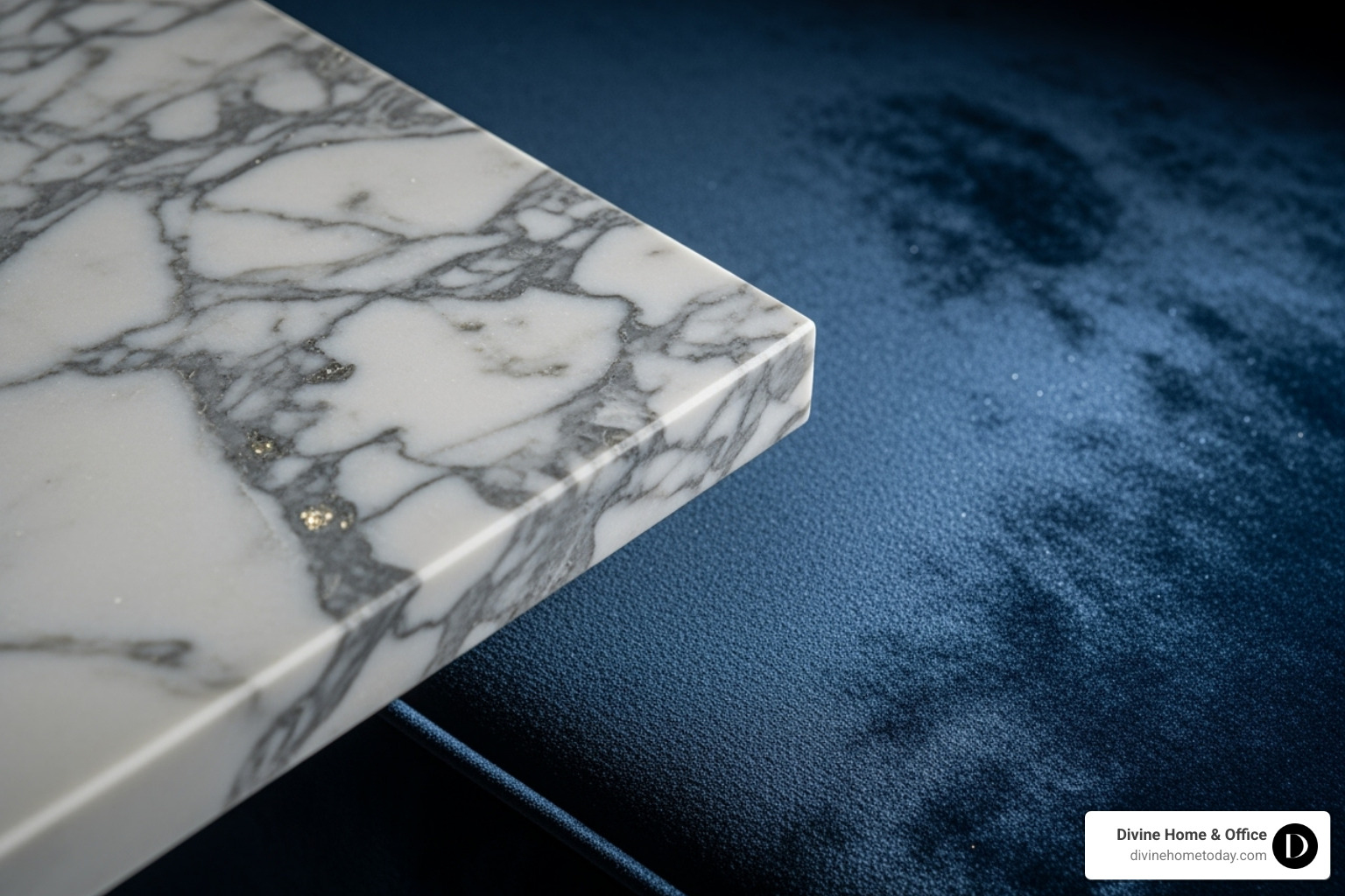 A close-up on luxurious material textures like a marble countertop next to velvet upholstery - luxury apartment interior design