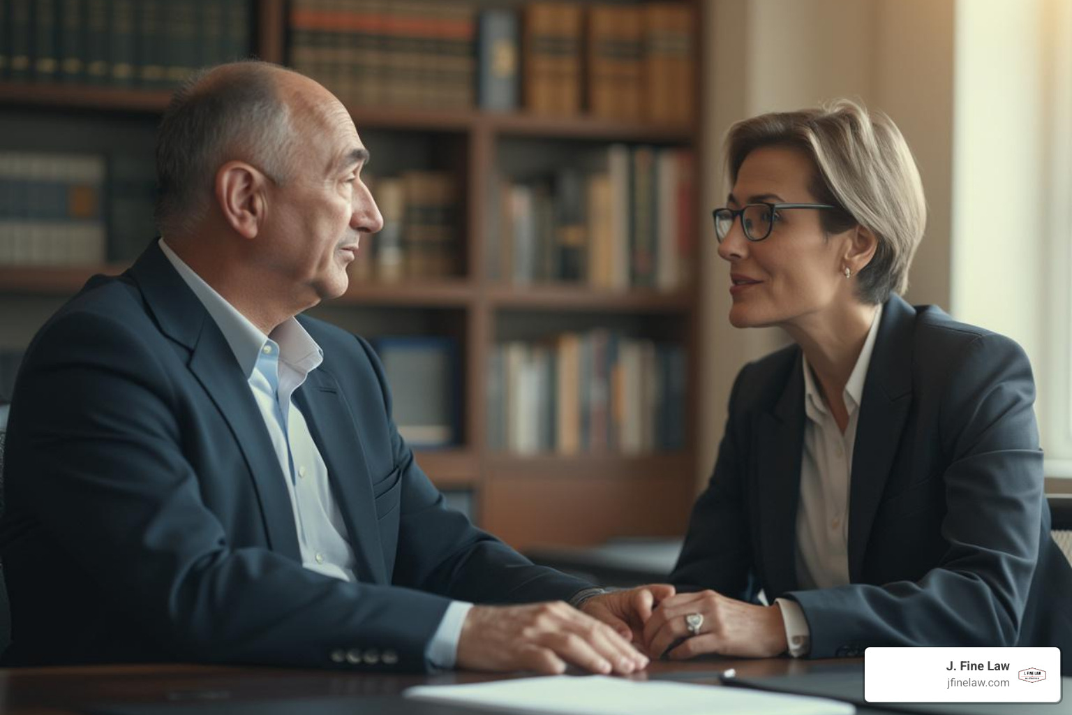 Lawyer speaking with client - parking lot accident lawyer
