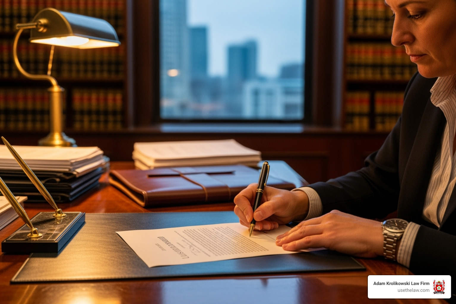 person signing a legal document in a law office - breast implant product liability