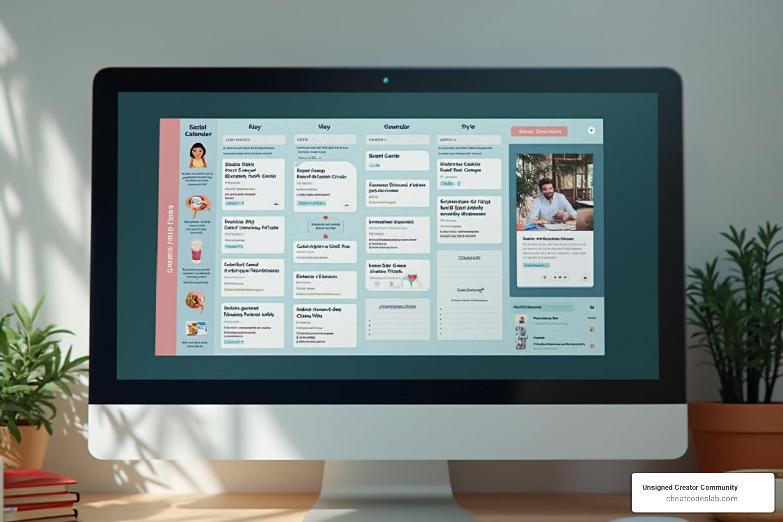 a social media content calendar on a screen - marketing tools a social media content calendar on a screen - marketing tools
