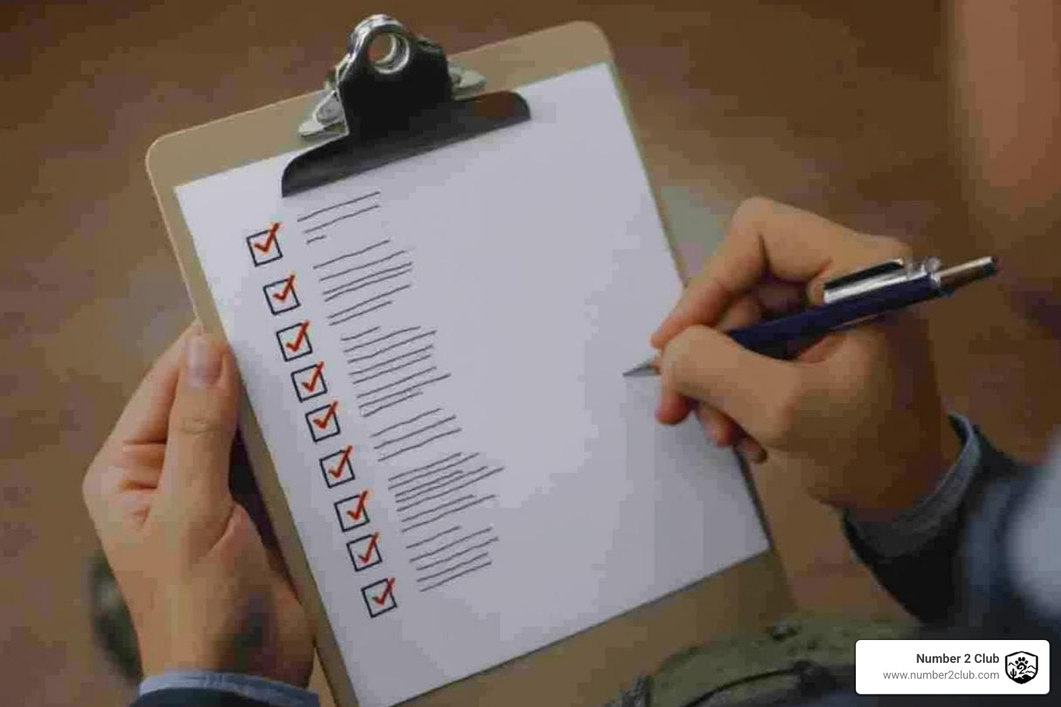 a person reviewing a checklist on a clipboard - Dog poop cleaning company