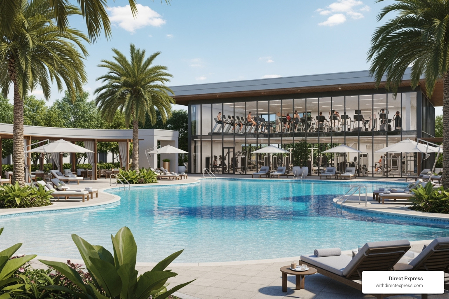 resort-style condo pool and fitness center - condos for rent near me