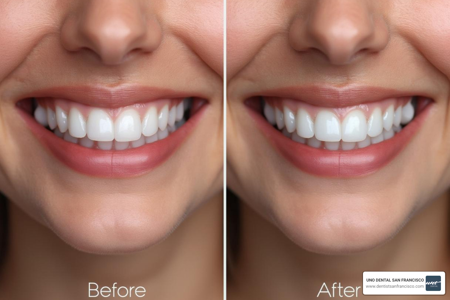 before-and-after photos of a patient with porcelain veneers - porcelain teeth
