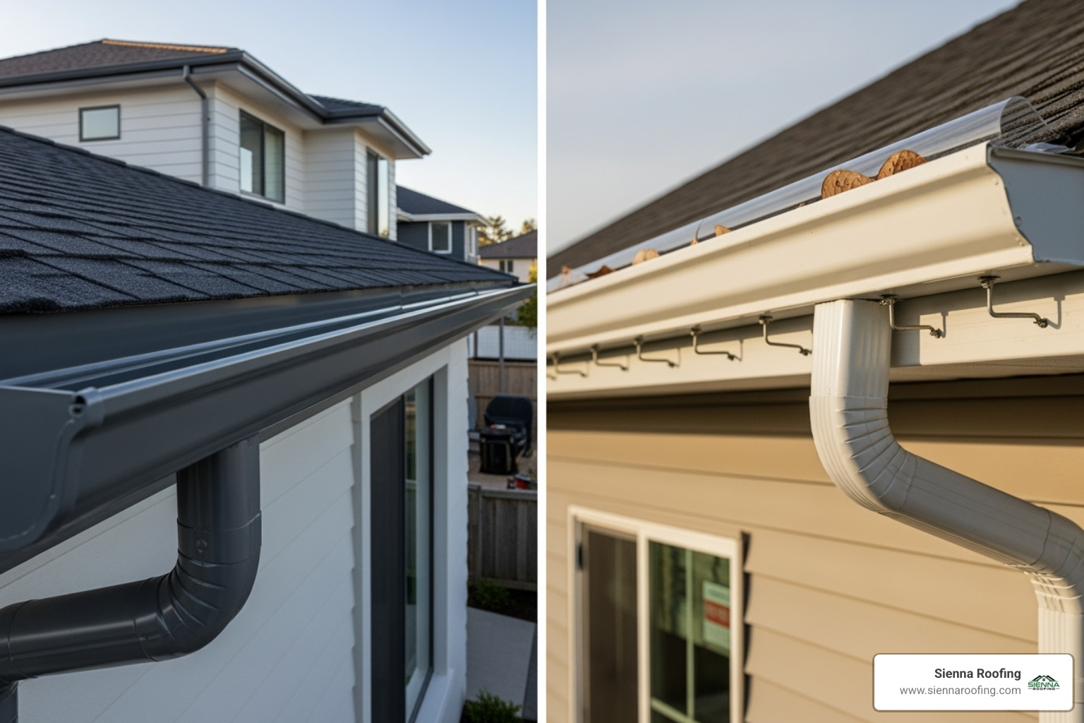 Difference between a seamless gutter run and a sectional one - guttering replacement near me