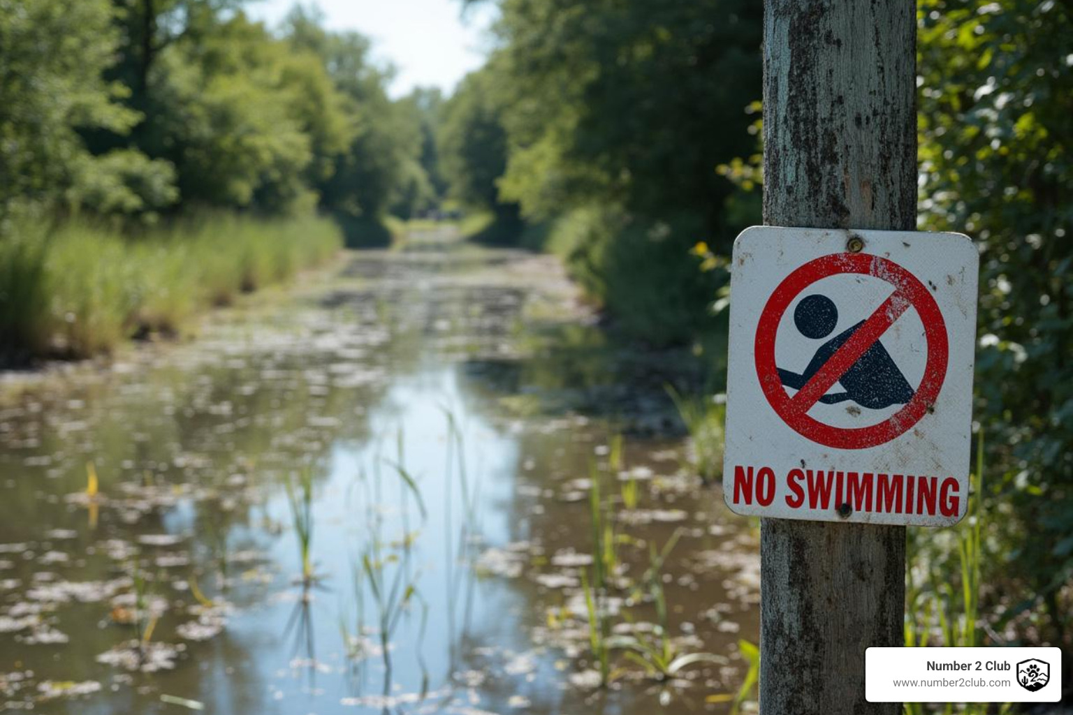 Polluted waterway with 