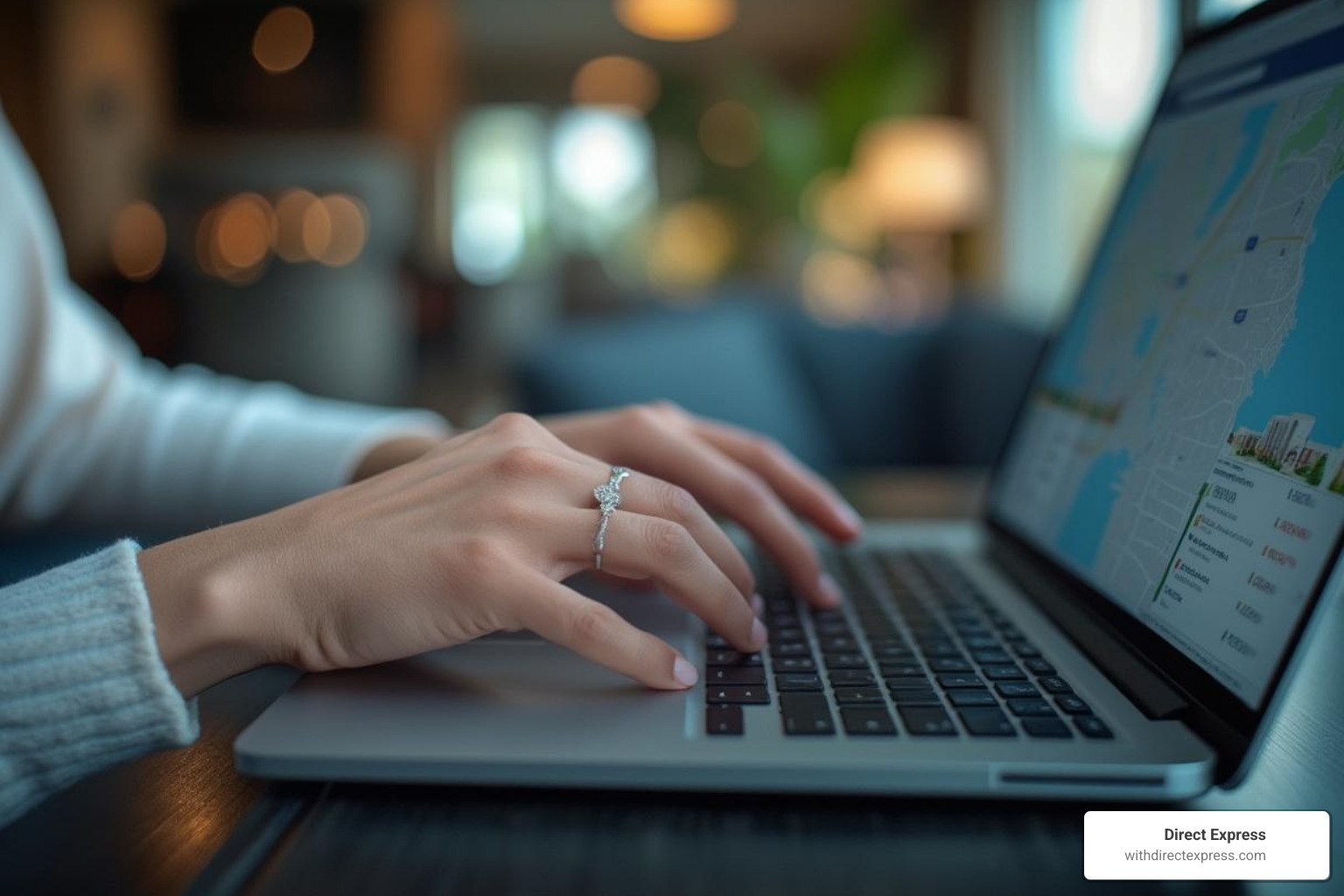 person searching for condos on a laptop - condos for rent near me