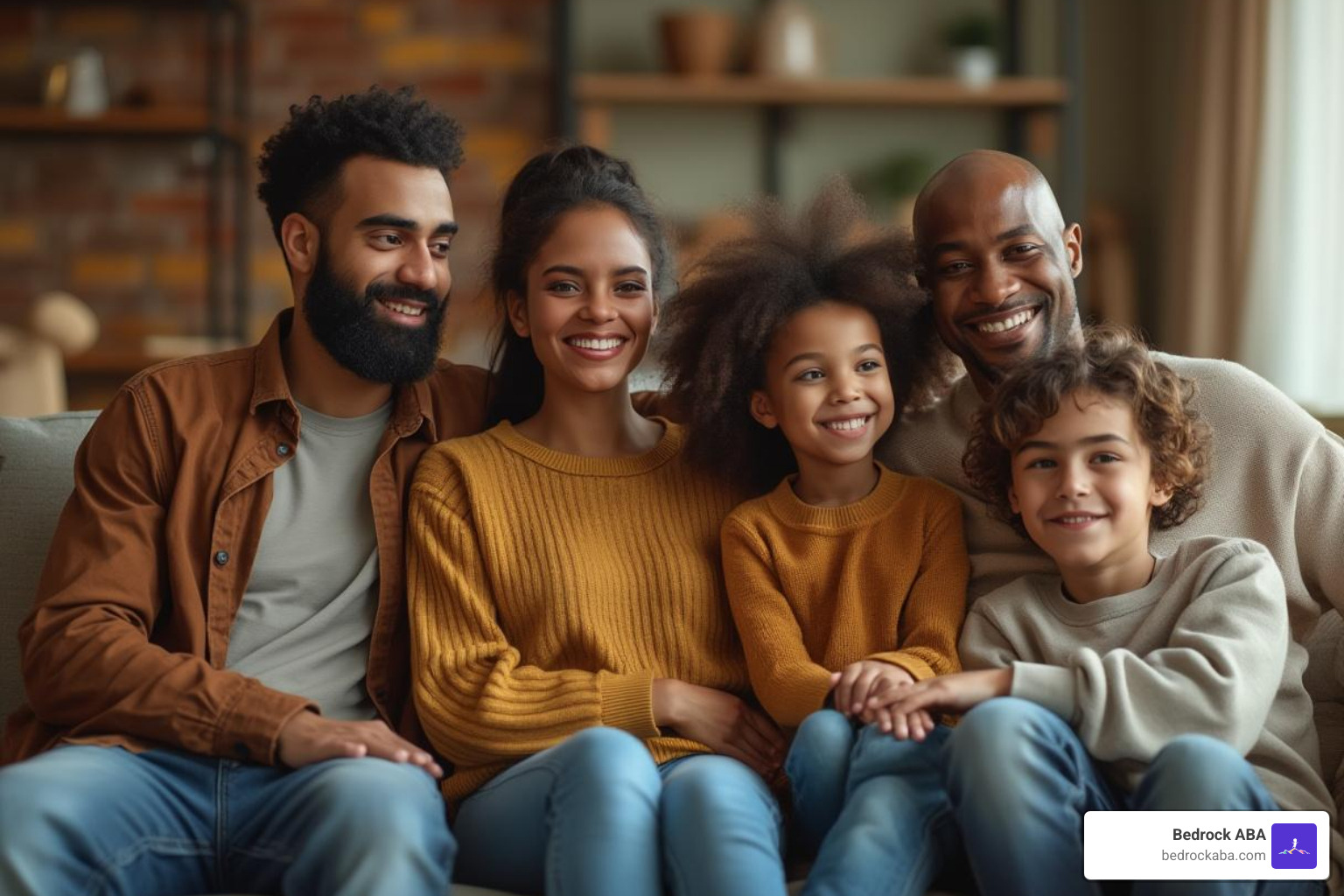 family sitting together, looking relieved and supported - autism therapy near me