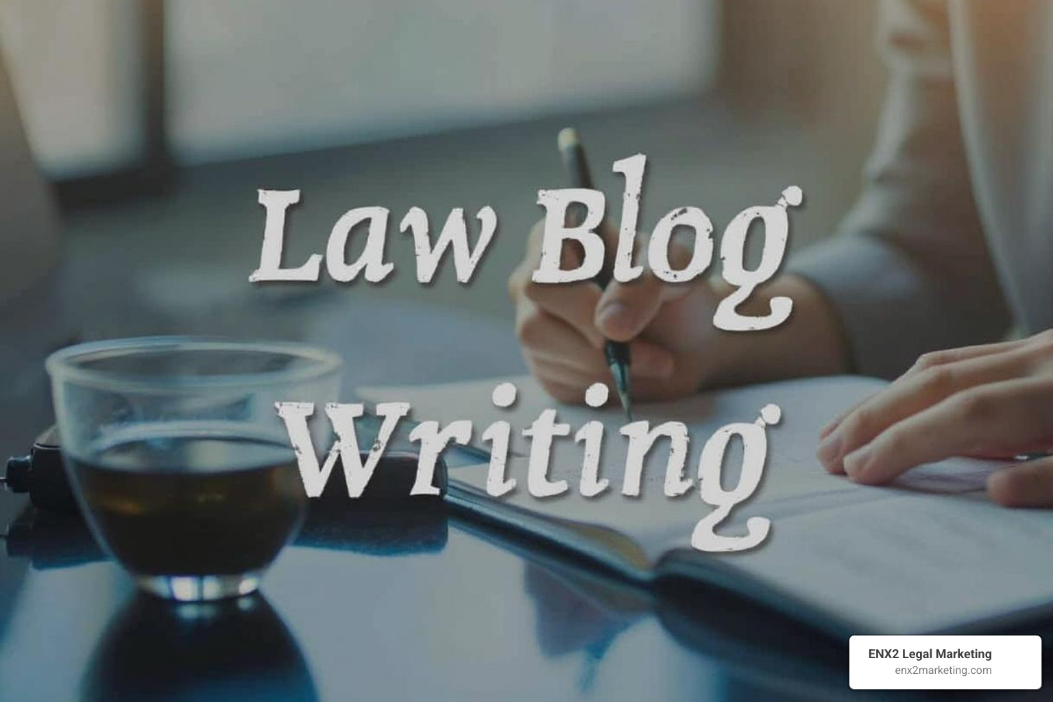 gavel and a pen on a legal document, symbolizing the balance of law and writing - law firm blog writing