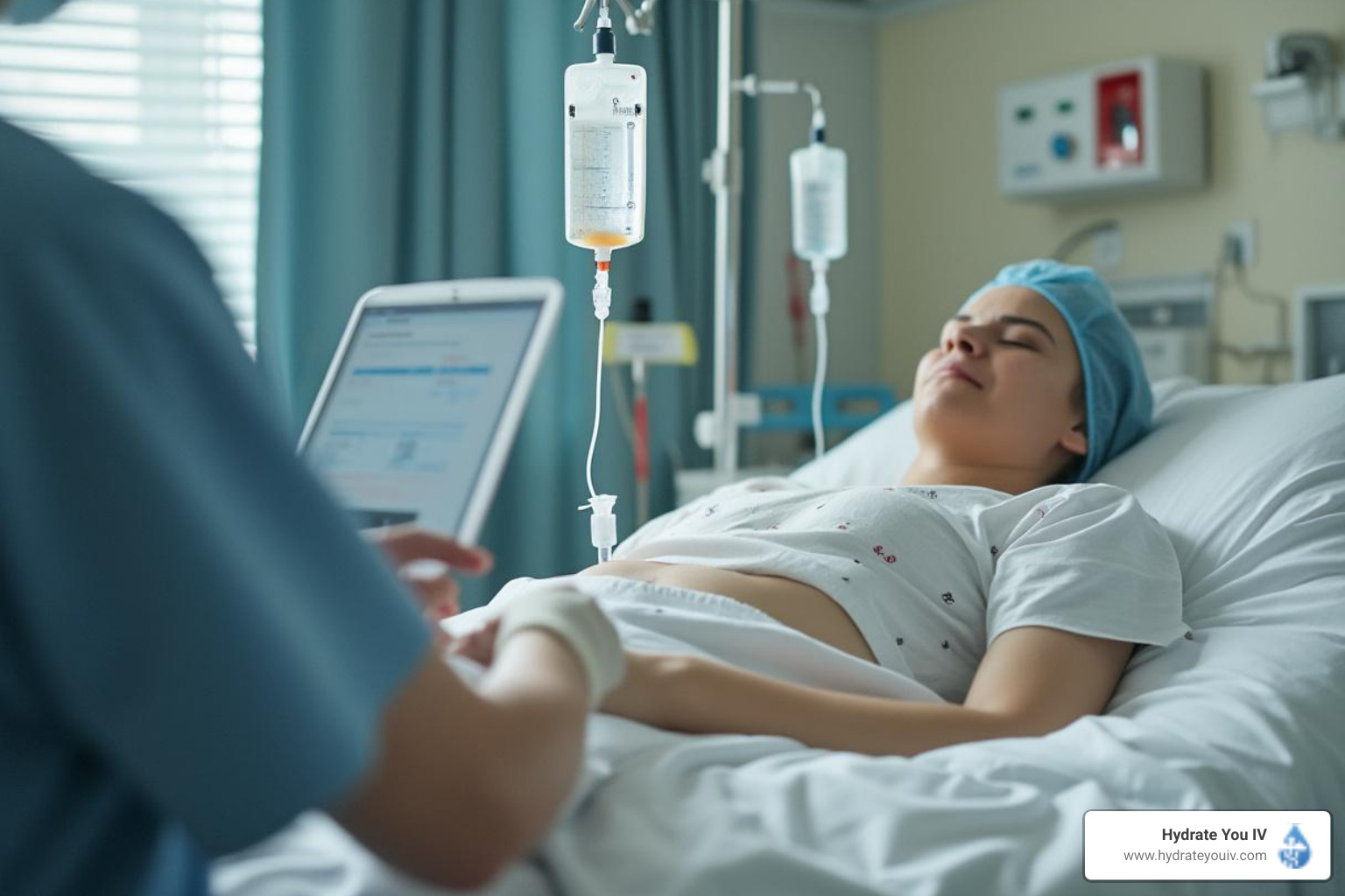 registered nurse administering IV - immune boost IV therapy