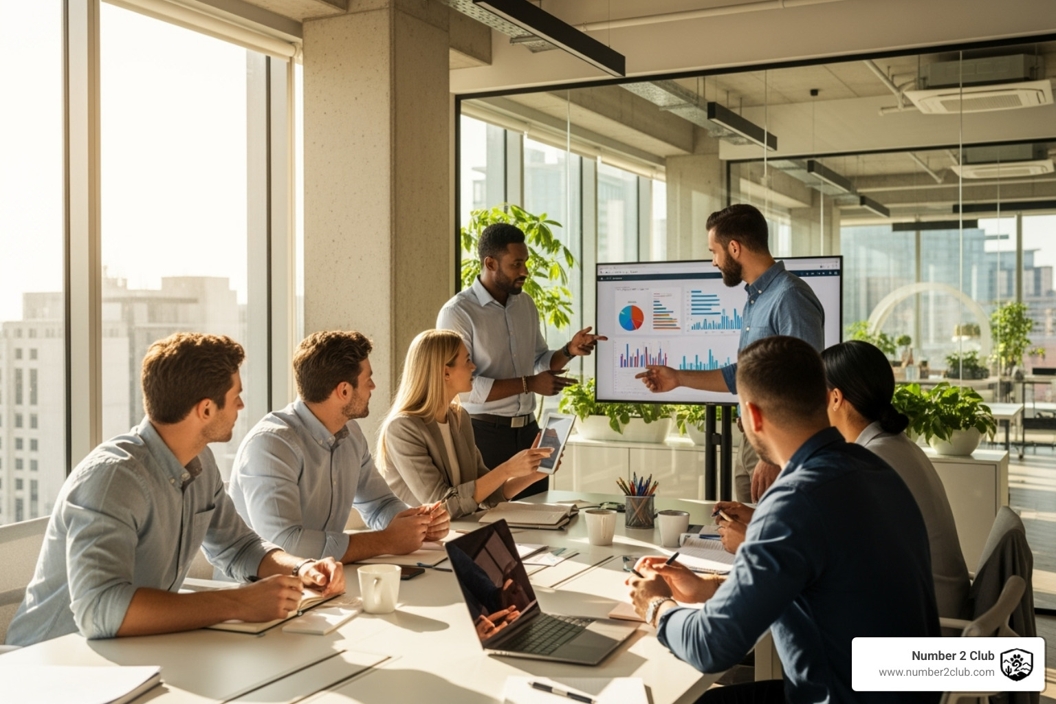 A professional team collaborating in a modern office - website photography for businesses