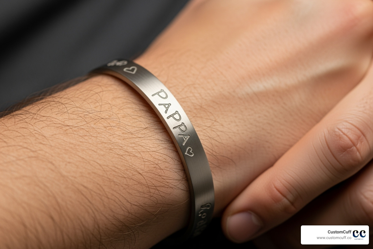Engraved bracelet for dad with child's handwriting 'I love you daddy'