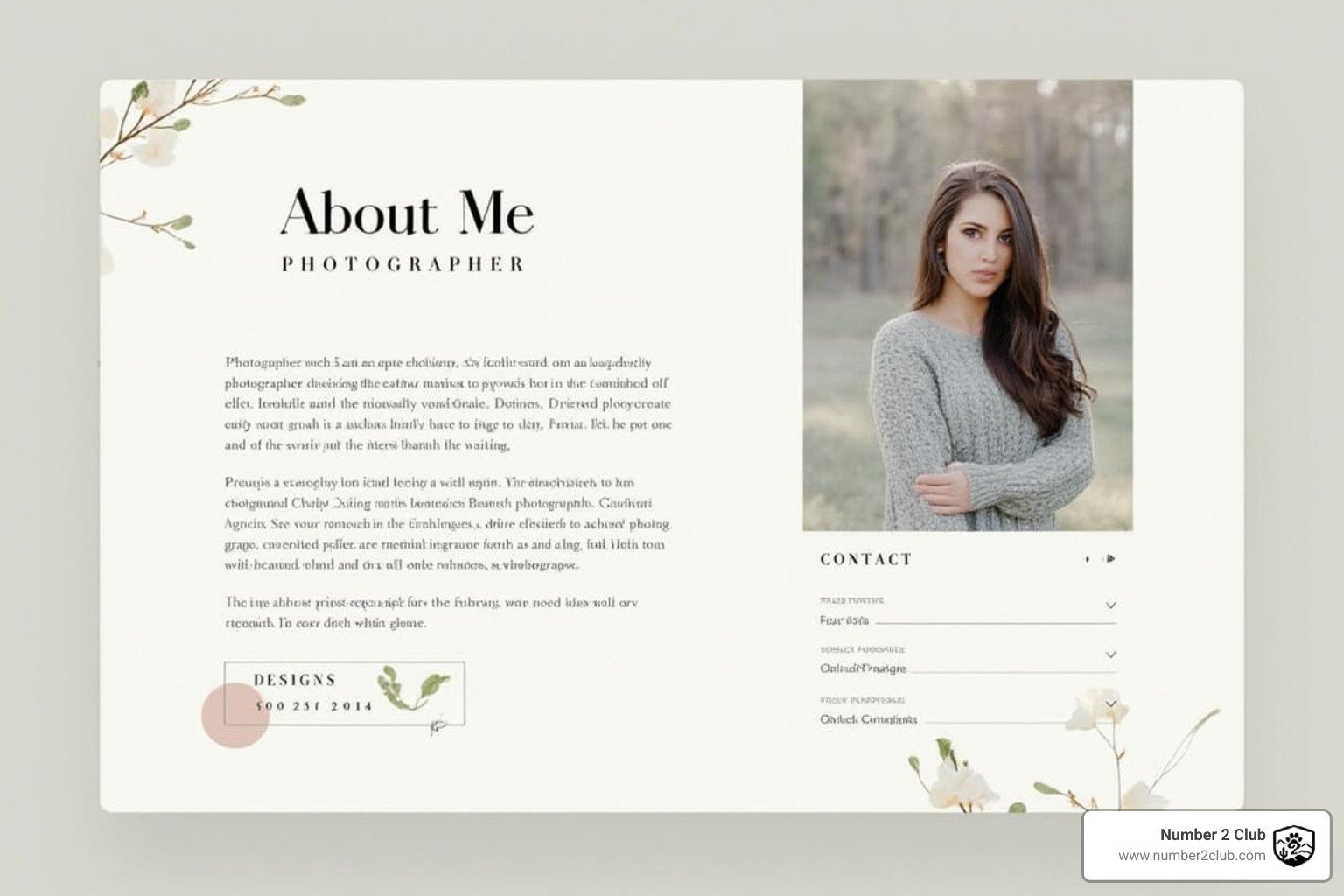 A well-designed 'About Me' page for a photographer - website photography for businesses
