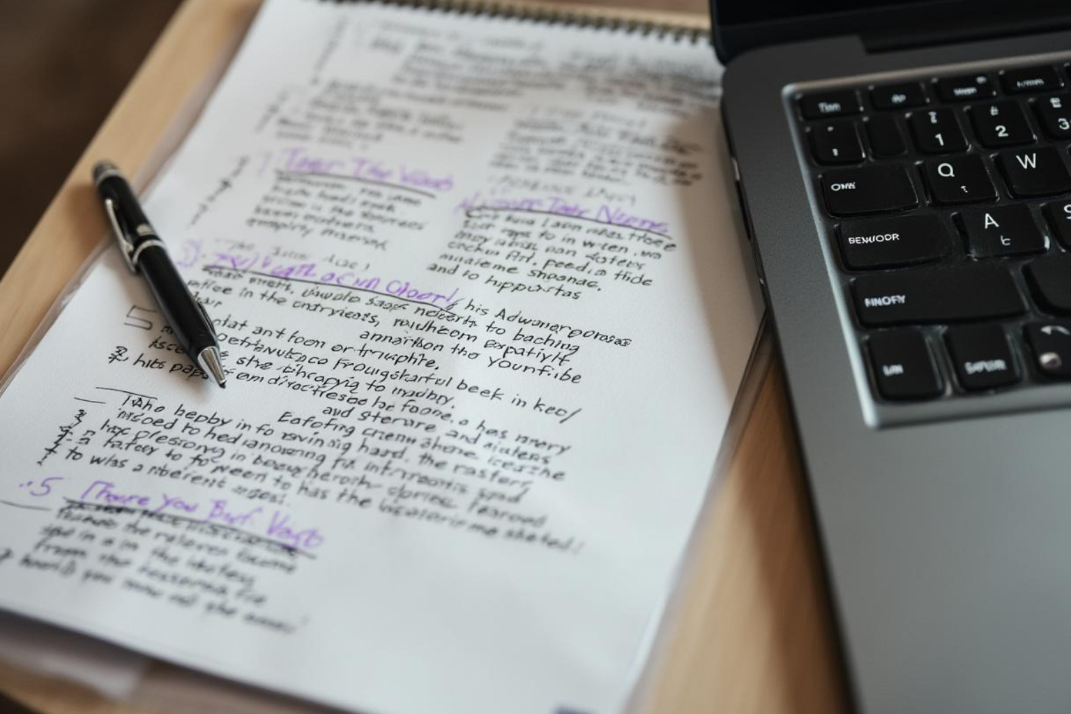 storyboard or script for real estate video next to a laptop - a guide to video marketing for real estate