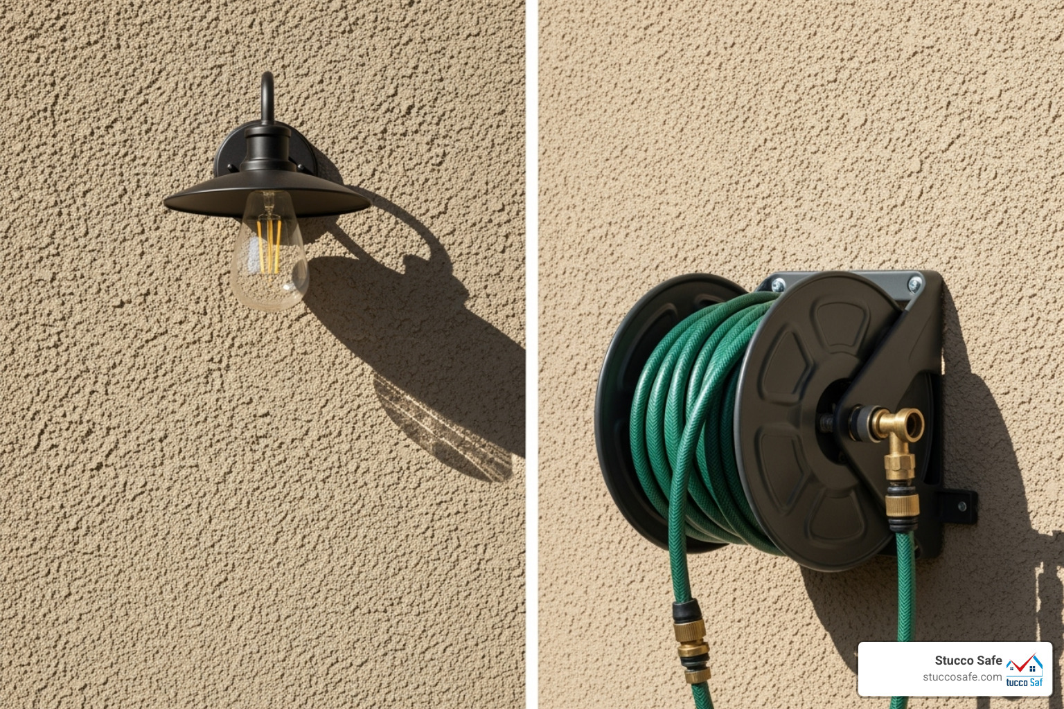 stucco wall with newly mounted fixture - best drill bit for stucco