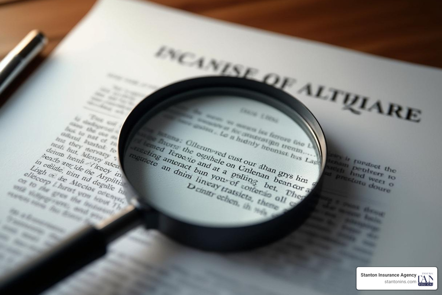 Magnifying glass over a legal document titled "D&O Policy" - directors and officers insurance