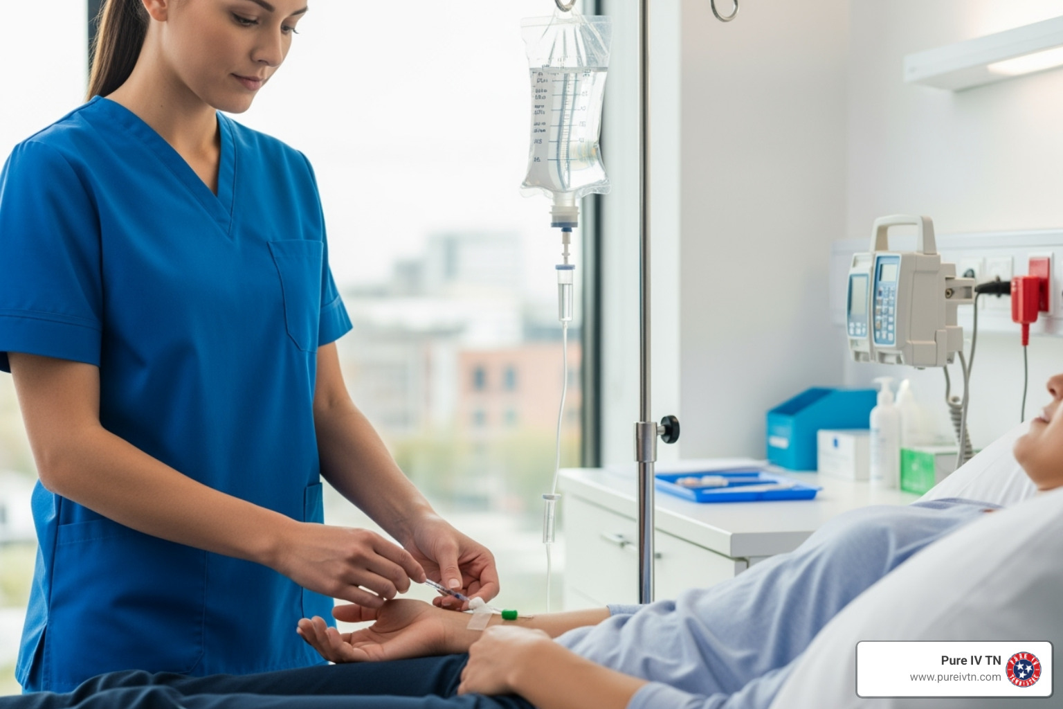 licensed nurse administering IV - iv to lose weight