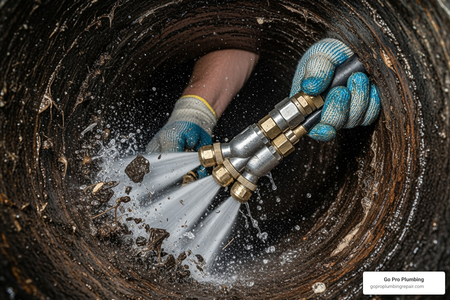 Hydro-jetting in action - drain cleaning