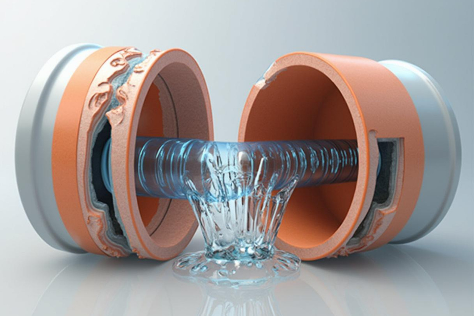 Cutaway showing a restrictive PEX fitting versus a full-flow CPVC fitting - pex vs cpvc Cutaway showing a restrictive PEX fitting versus a full-flow CPVC fitting - pex vs cpvc