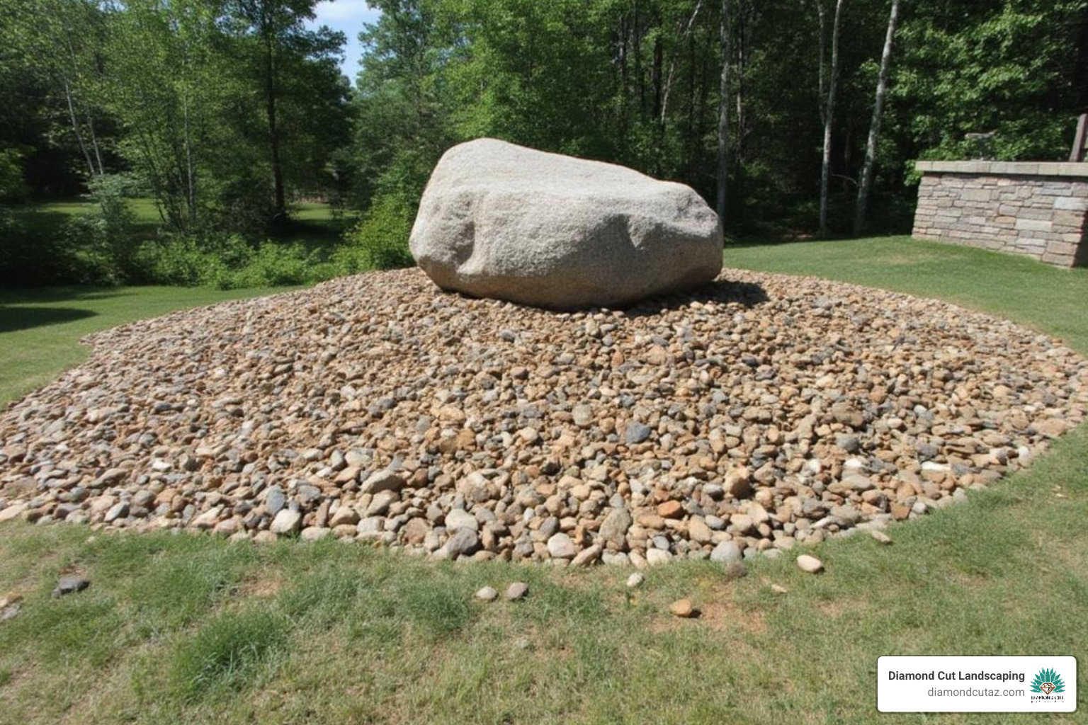 Large boulder being placed as a focal point in a landscape - bulk rock phoenix