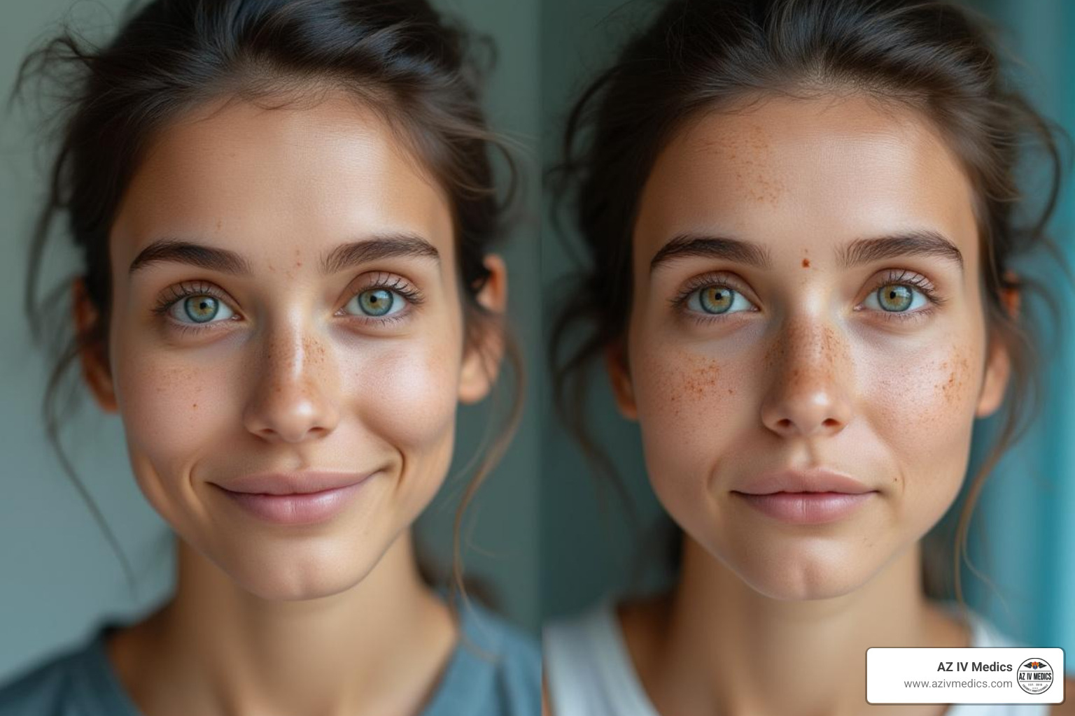 Comparison of a hydrated vs. dehydrated person's appearance - moderate dehydration fluid replacement