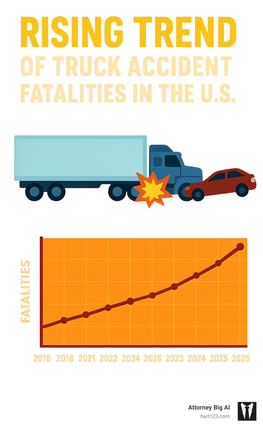 Infographic showing the rising trend of truck accident fatalities in the U.S. - truck accident infographic Infographic showing the rising trend of truck accident fatalities in the U.S. - truck accident infographic