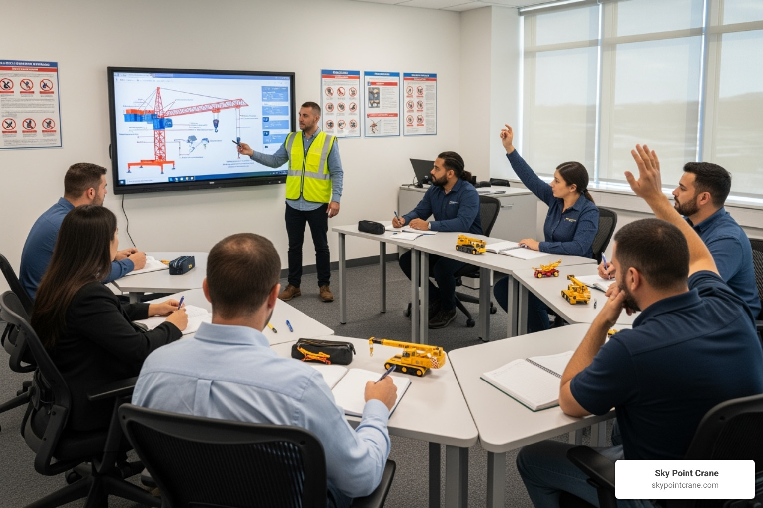 classroom training session for crane operators - self erecting tower crane training