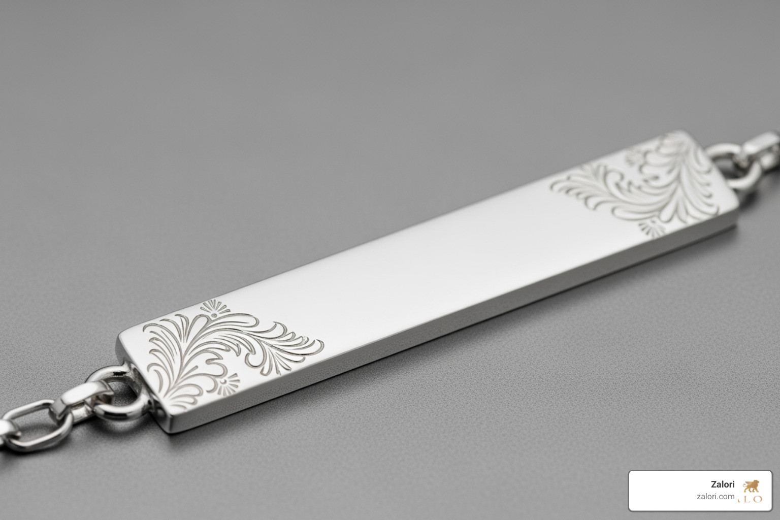 close-up on an engraved bar bracelet - engraved silver bracelet close-up on an engraved bar bracelet - engraved silver bracelet