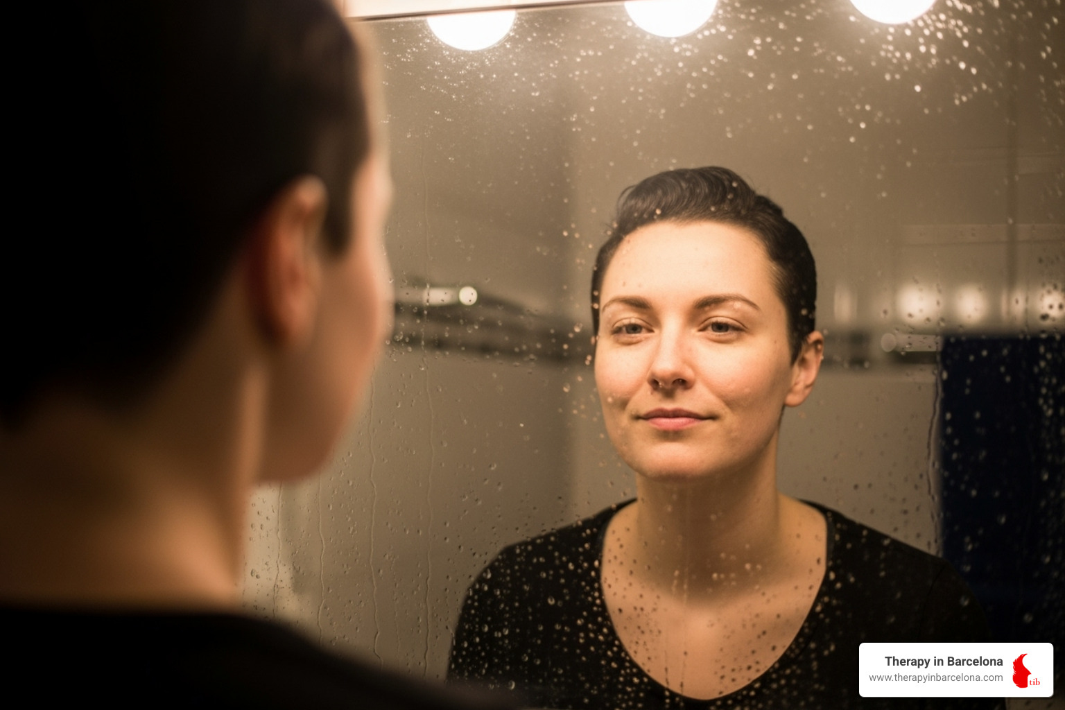 A person looking confidently in a mirror before going out, reflecting self-assurance. - Where to meet singles A person looking confidently in a mirror before going out, reflecting self-assurance. - Where to meet singles