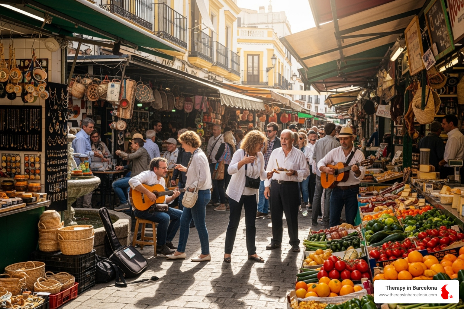 People mingling at a vibrant outdoor market in Spain, enjoying the lively atmosphere. - Where to meet singles People mingling at a vibrant outdoor market in Spain, enjoying the lively atmosphere. - Where to meet singles