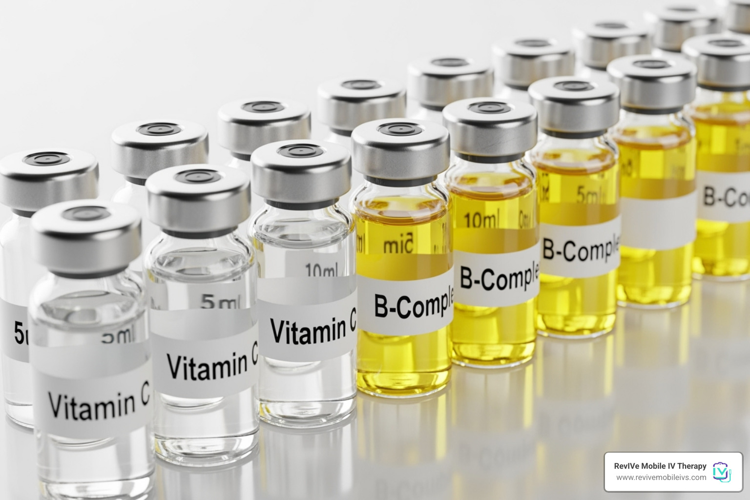 Various vitamins and minerals like Vitamin C and B-complex vials - IV therapy detox