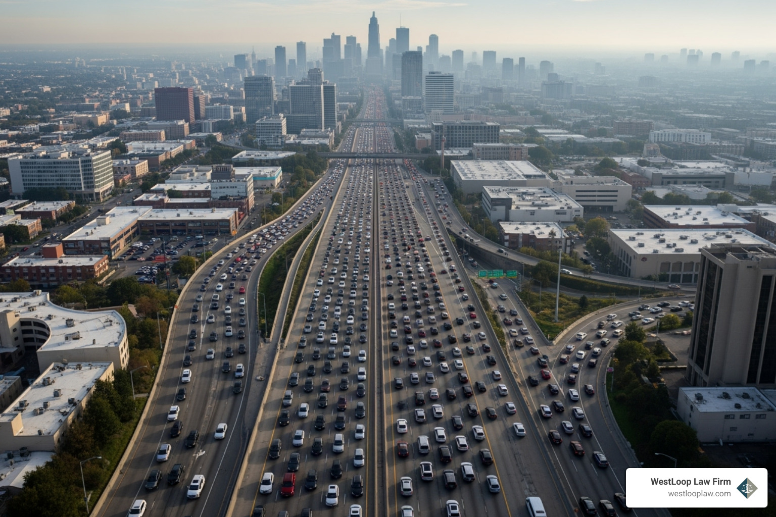 Houston traffic during rush hour - car crash lawyer houston