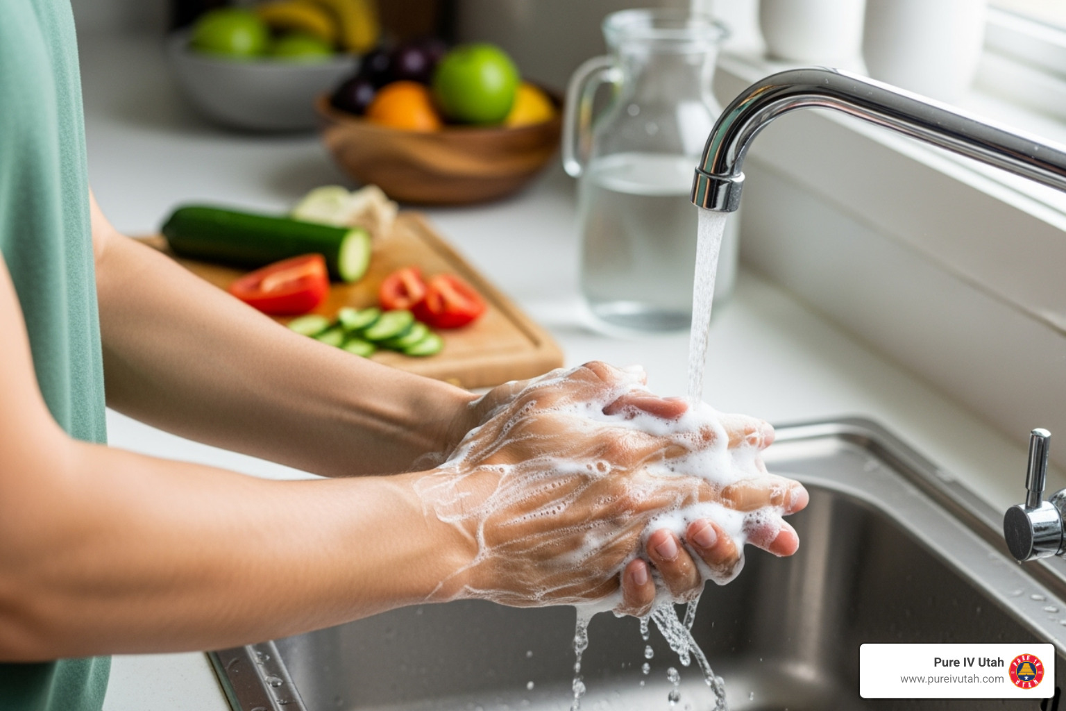 someone washing their hands thoroughly before preparing food - what is food intoxication
