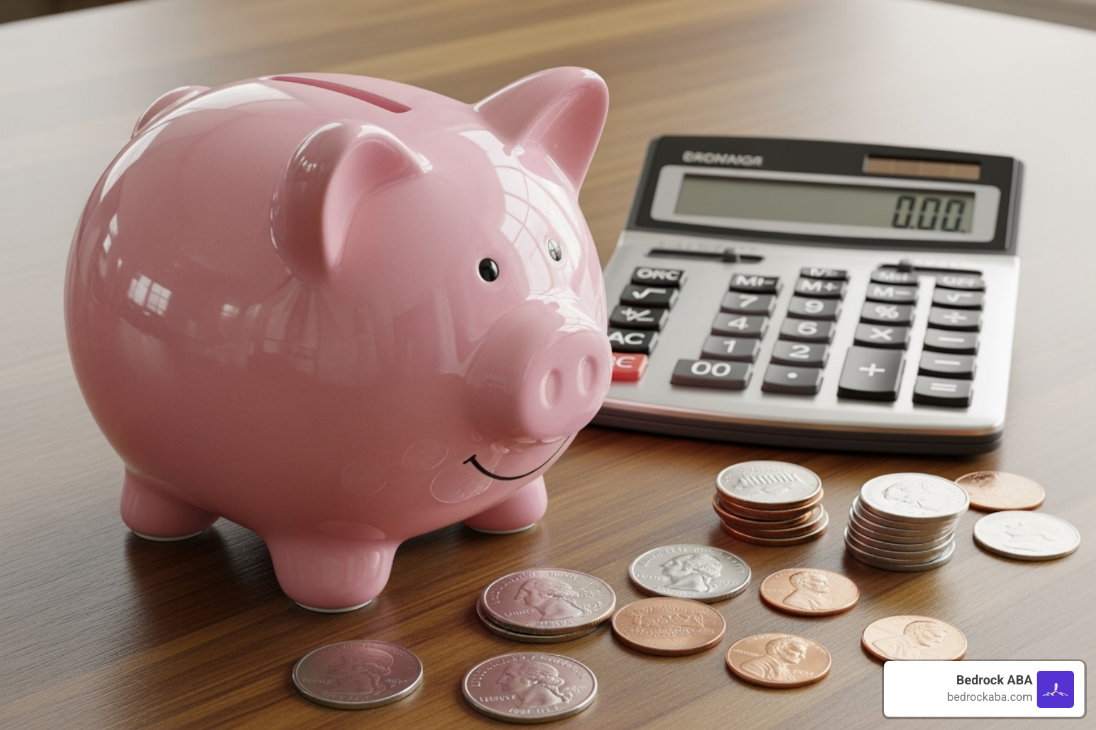 A piggy bank with a calculator, representing therapy costs for ABA therapy - aba therapy utah insurance coverage