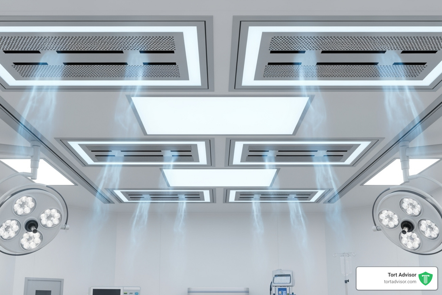 A modern operating room with a focus on air vents, illustrating the airflow dynamics - bair hugger lawsuit