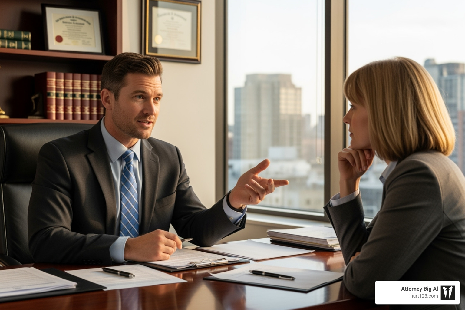 Lawyer confidently speaking with a client - Can I sue insurance company Lawyer confidently speaking with a client - Can I sue insurance company
