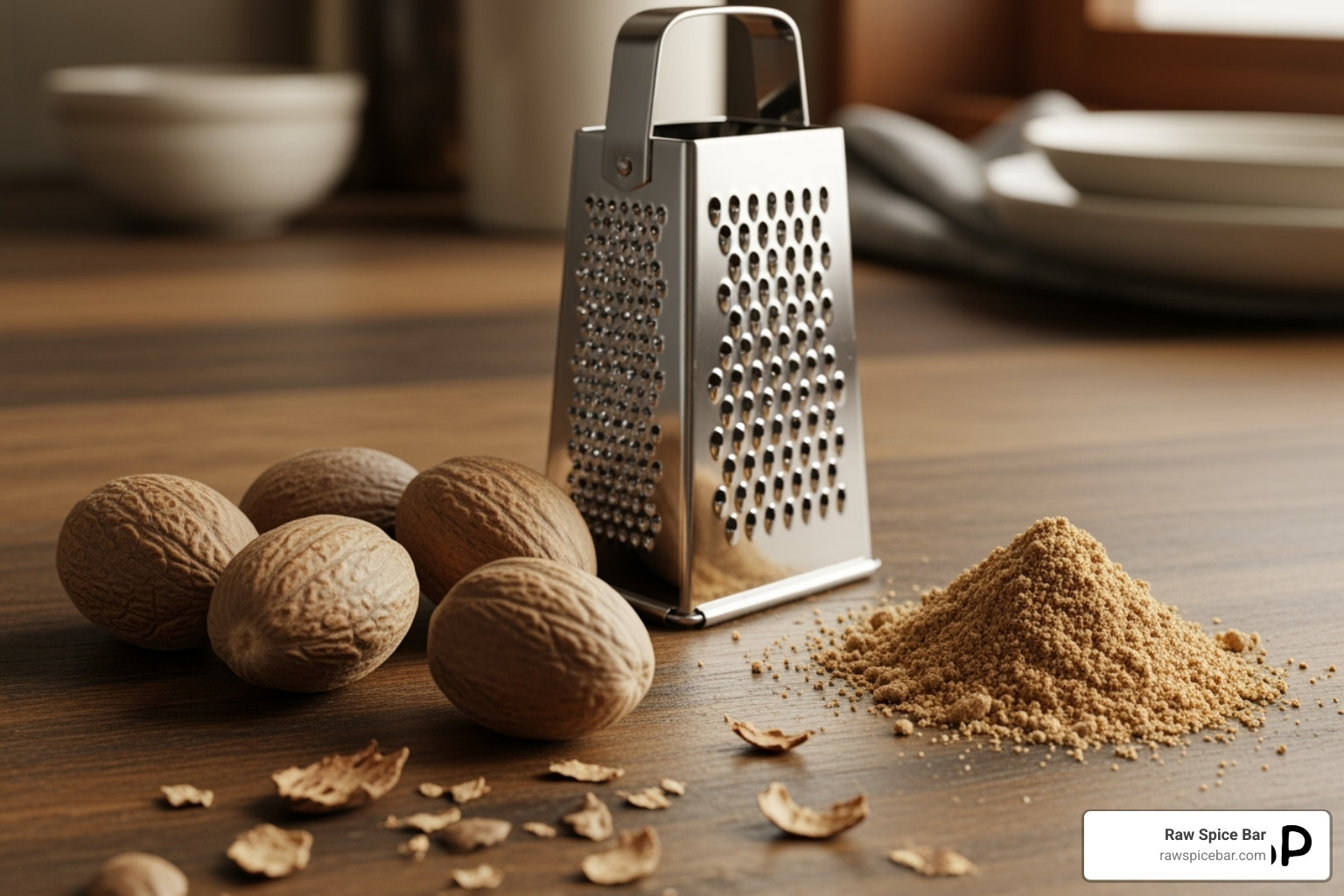 whole nutmeg with a grater and ground nutmeg - ground cloves alternative