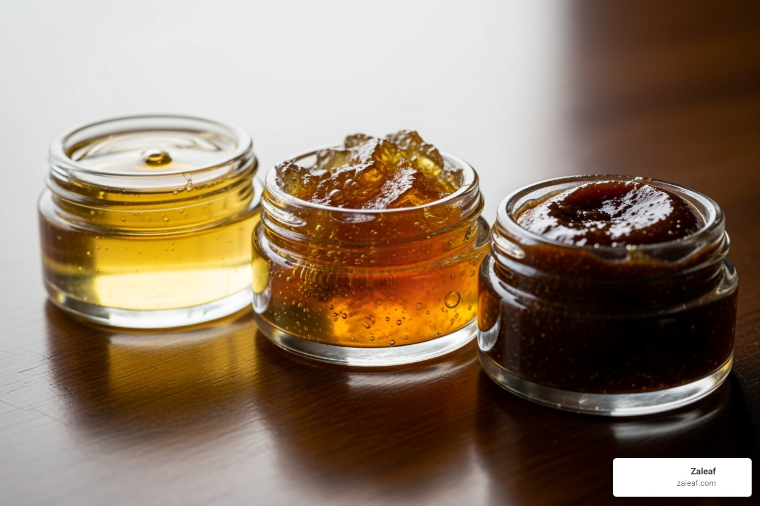different colors and consistencies of distillate, live resin, and live rosin oils - cart smoke