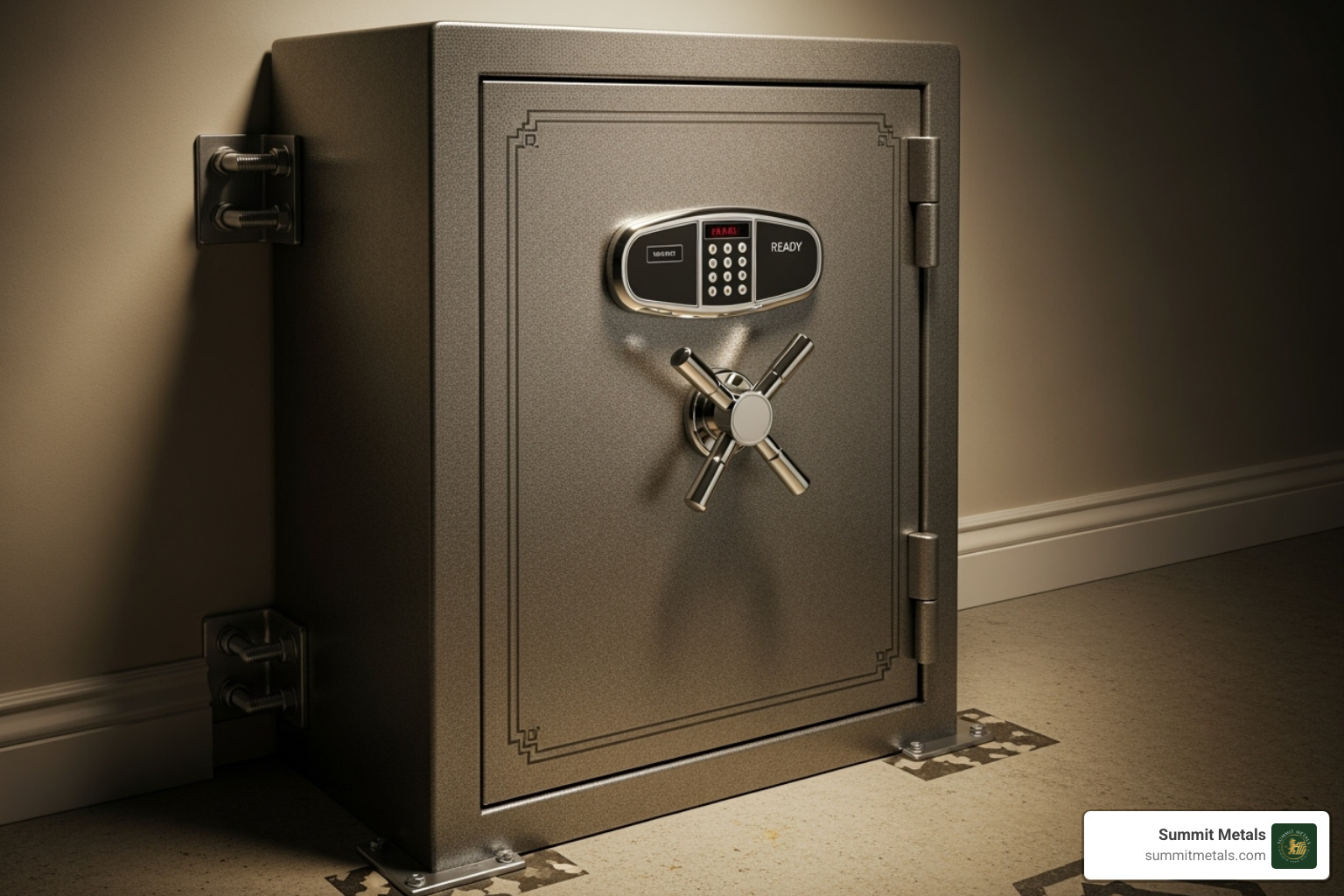 Image of a high-quality, bolted-down home safe - precious metals storage