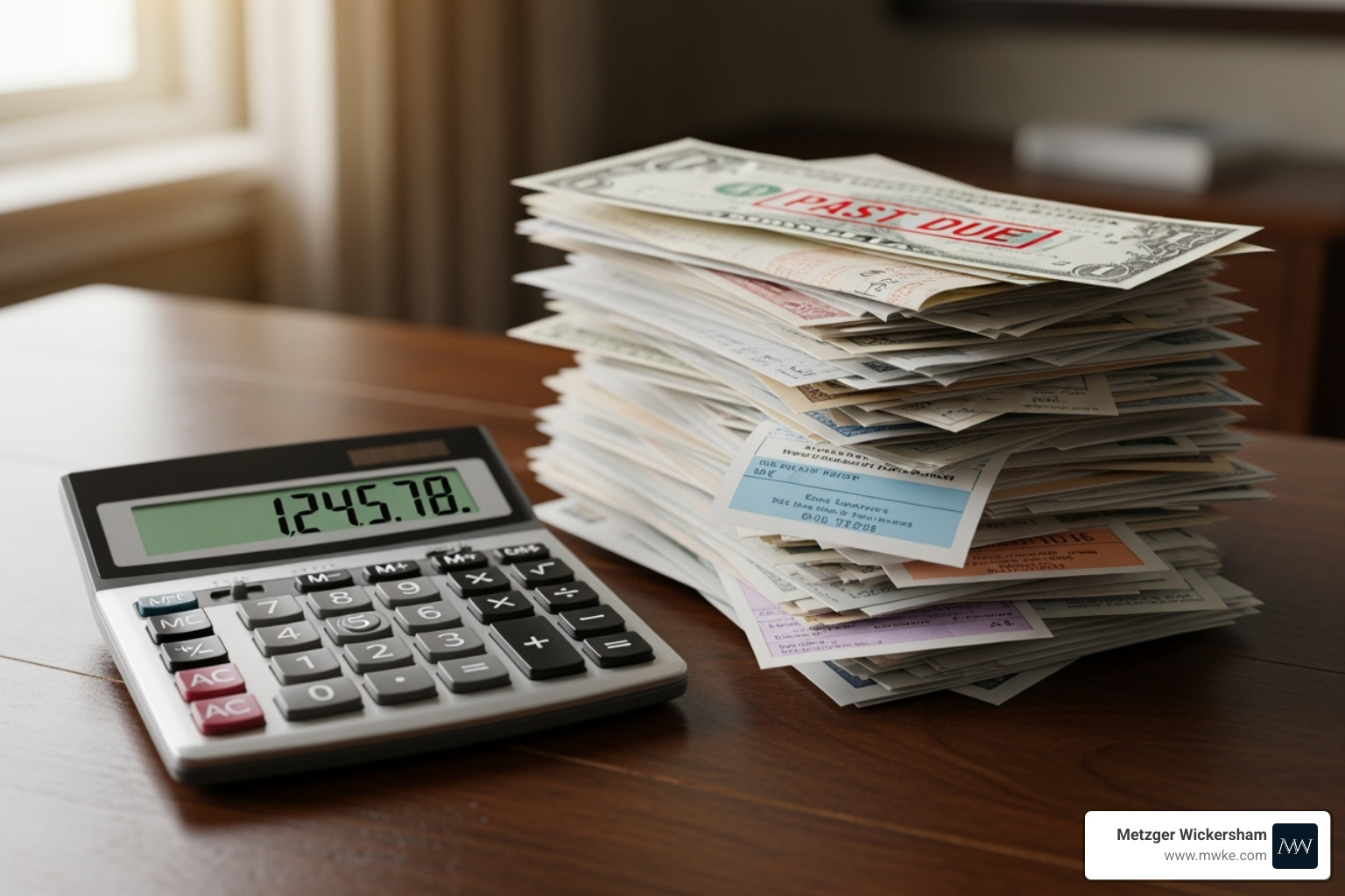 a calculator and medical bills on a desk - car accident attorneys