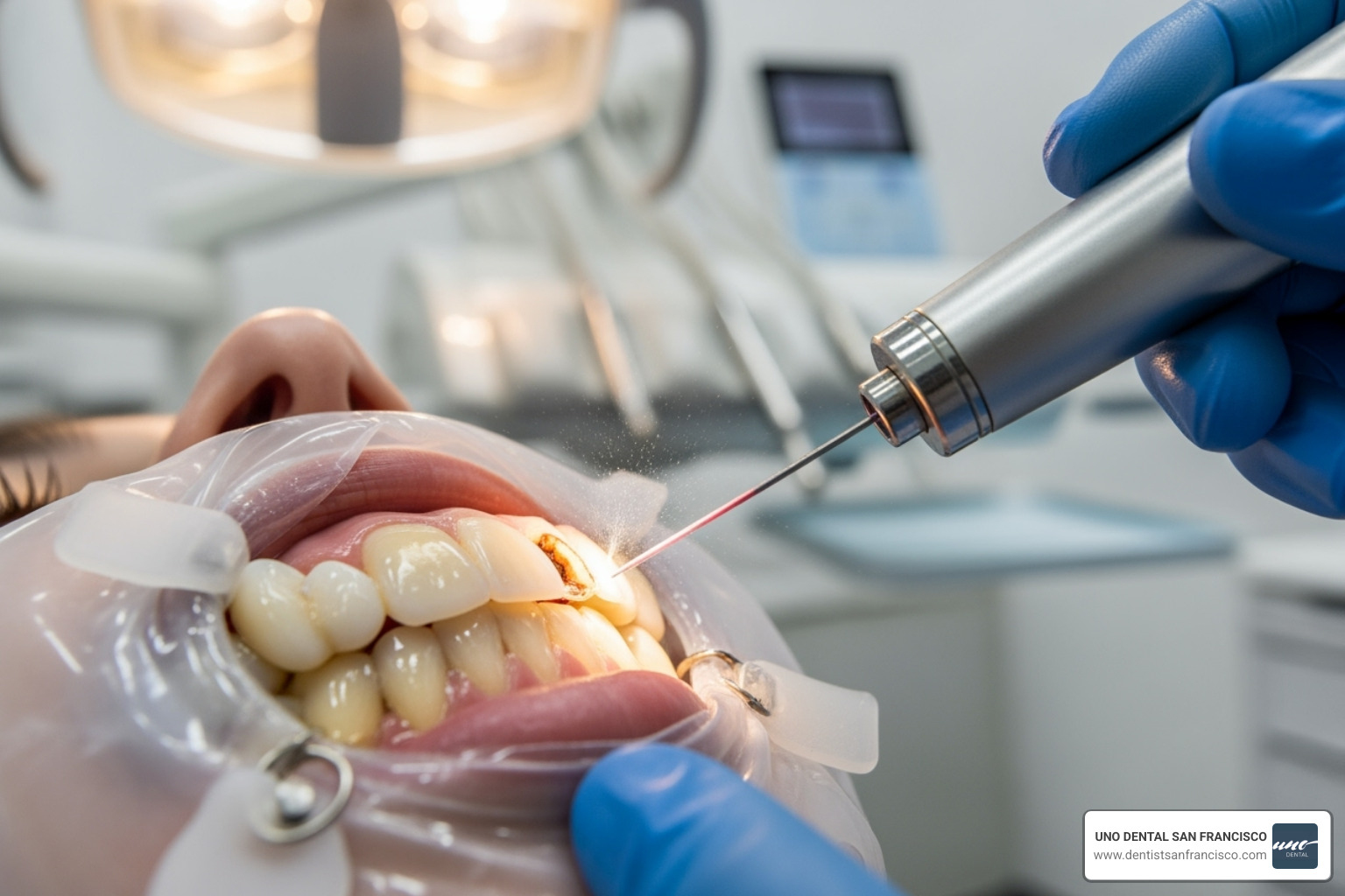 dental laser in use - minimally invasive dentistry san francisco