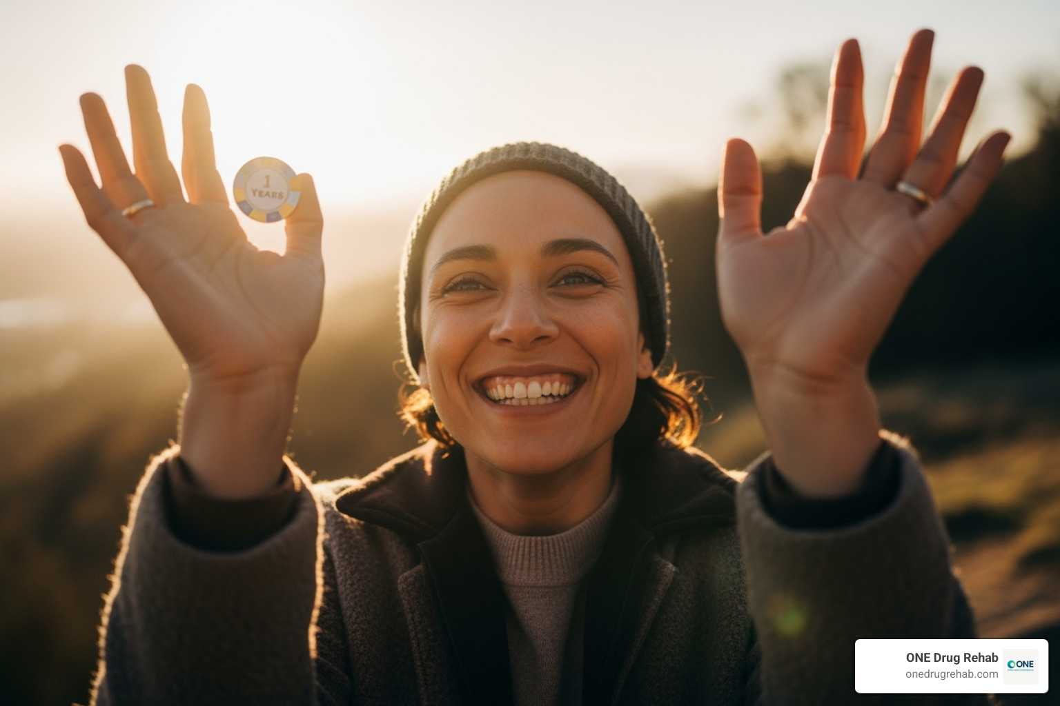 Person celebrating recovery milestone - 30 day outpatient rehab