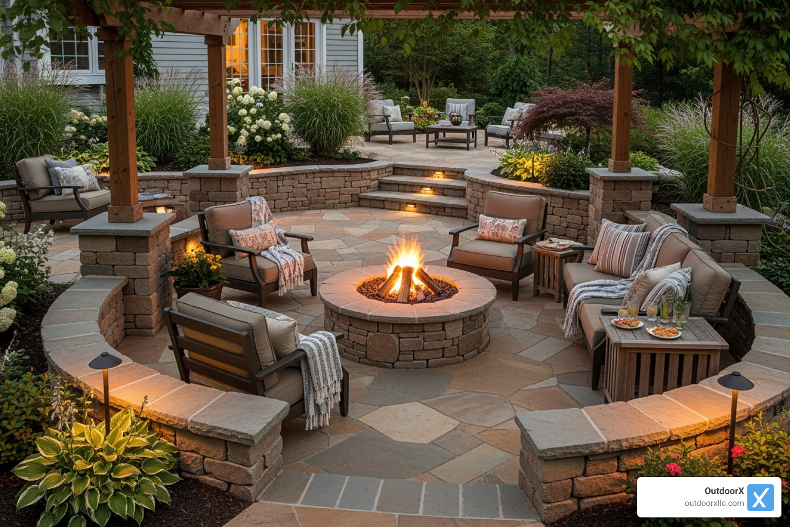 custom stone patio with a fire pit - landscaping companies gloucester ma custom stone patio with a fire pit - landscaping companies gloucester ma