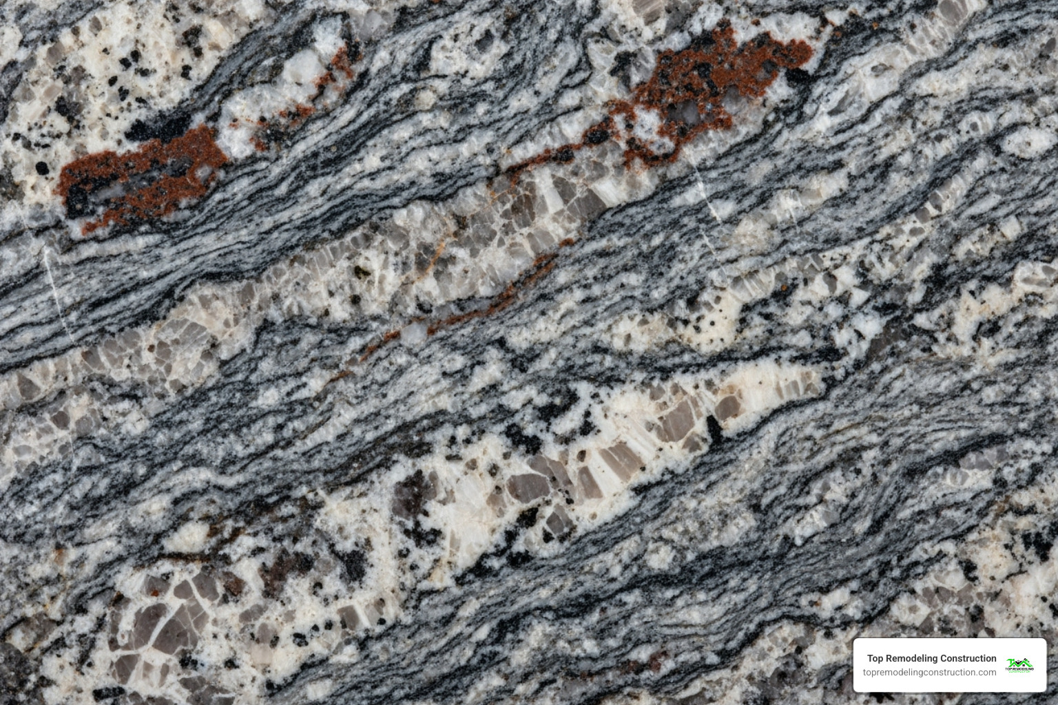 Close-up shot showing the intricate patterns and colors of a granite slab - Granite countertops Las Vegas Close-up shot showing the intricate patterns and colors of a granite slab - Granite countertops Las Vegas