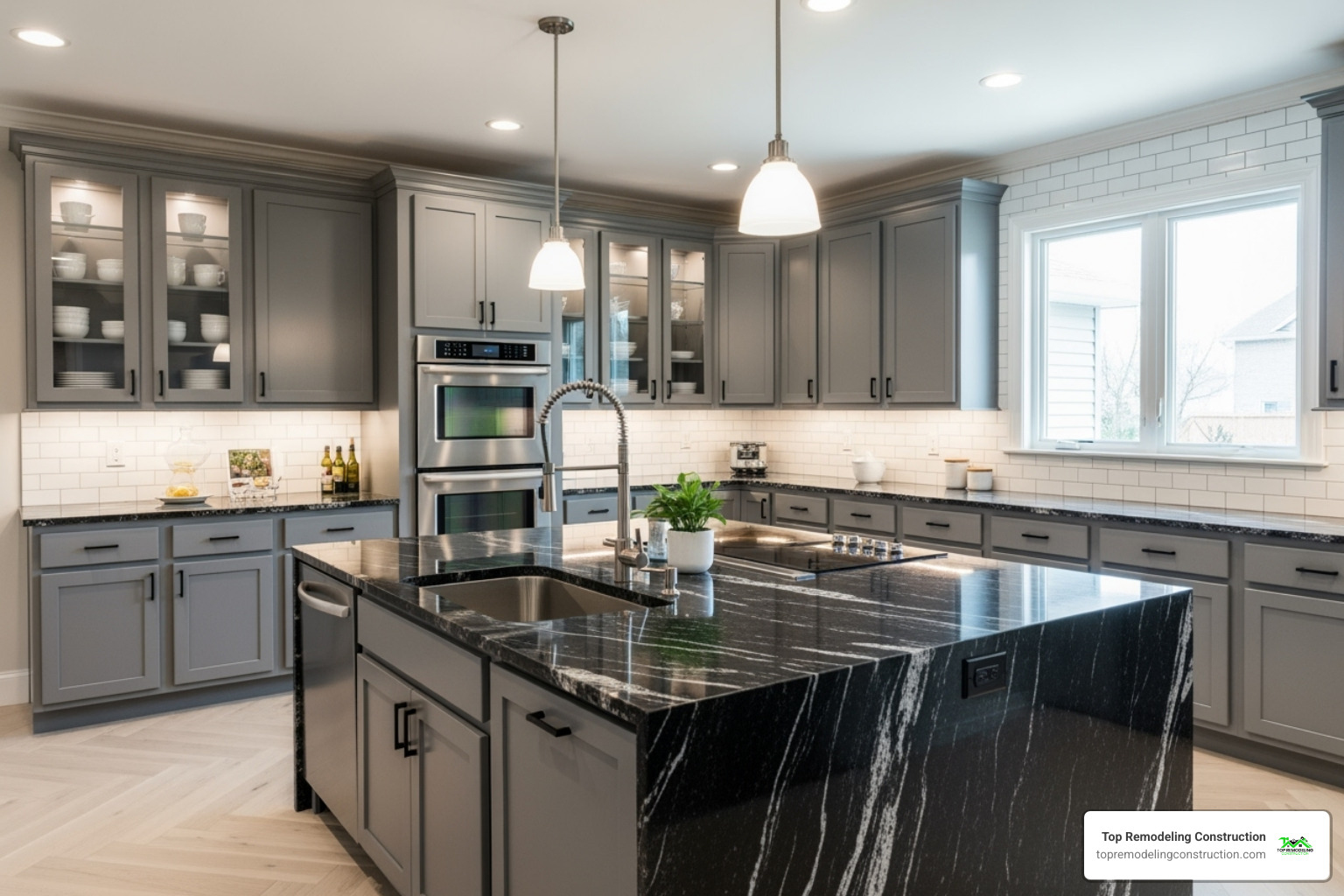 Fully remodeled kitchen showcasing new countertops, cabinets, and flooring - Granite countertops Las Vegas Fully remodeled kitchen showcasing new countertops, cabinets, and flooring - Granite countertops Las Vegas