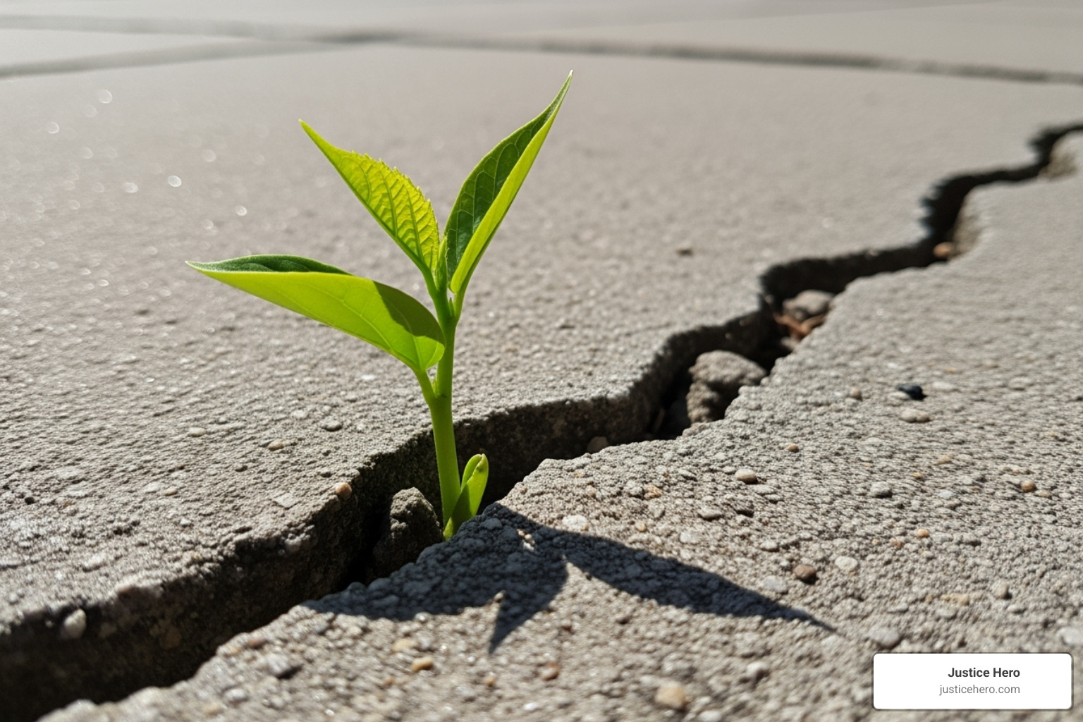 plant growing through crack in pavement - assault sexually