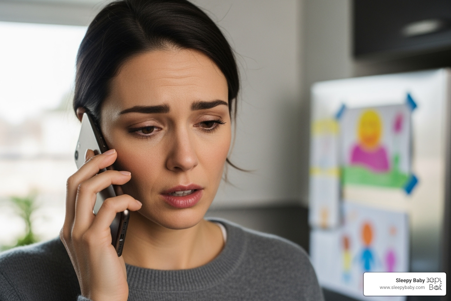 parent on phone looking concerned - should i wake my newborn to feed