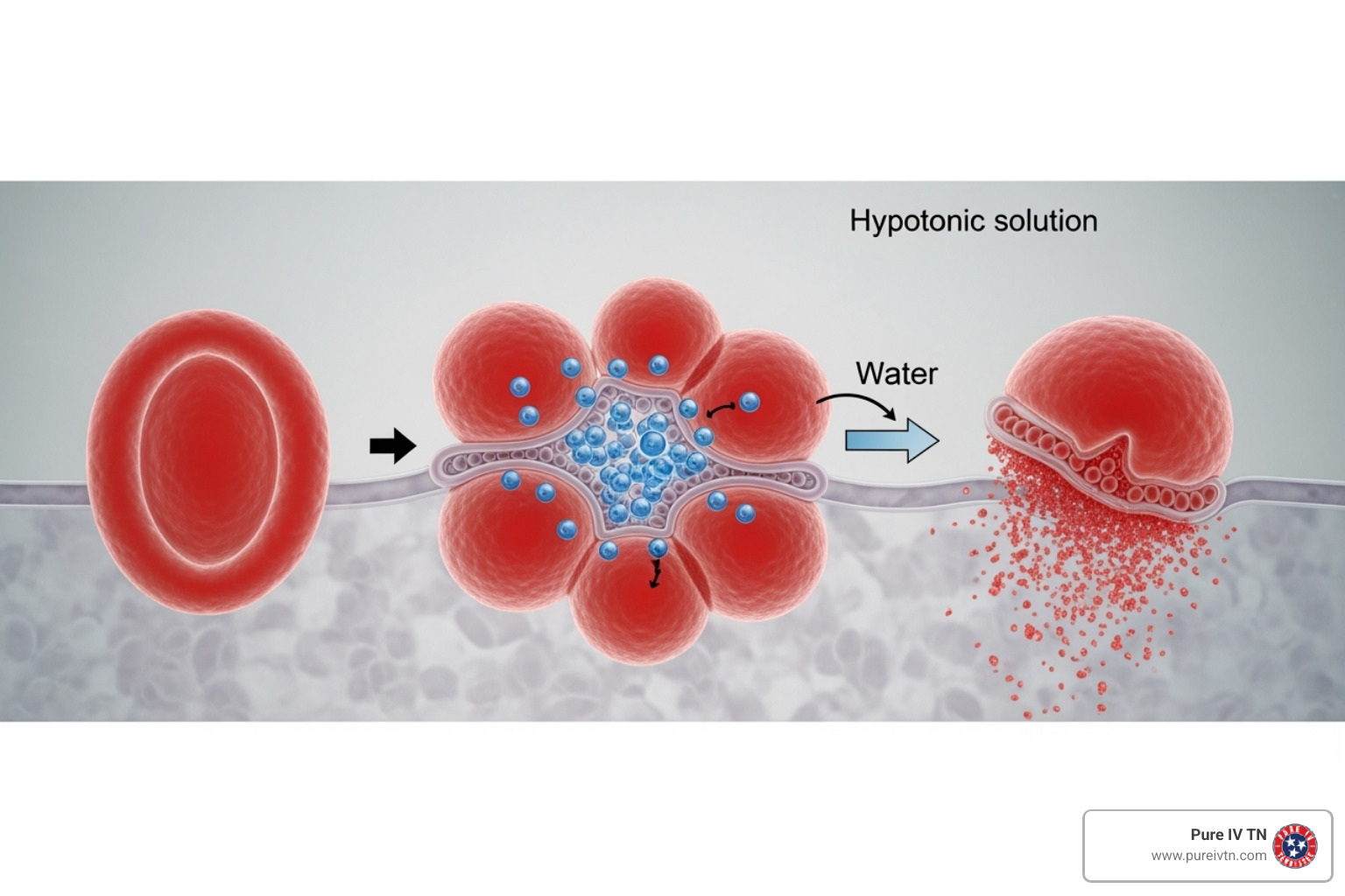 Hypotonic solution's effect on red blood cells - intravenous solutions