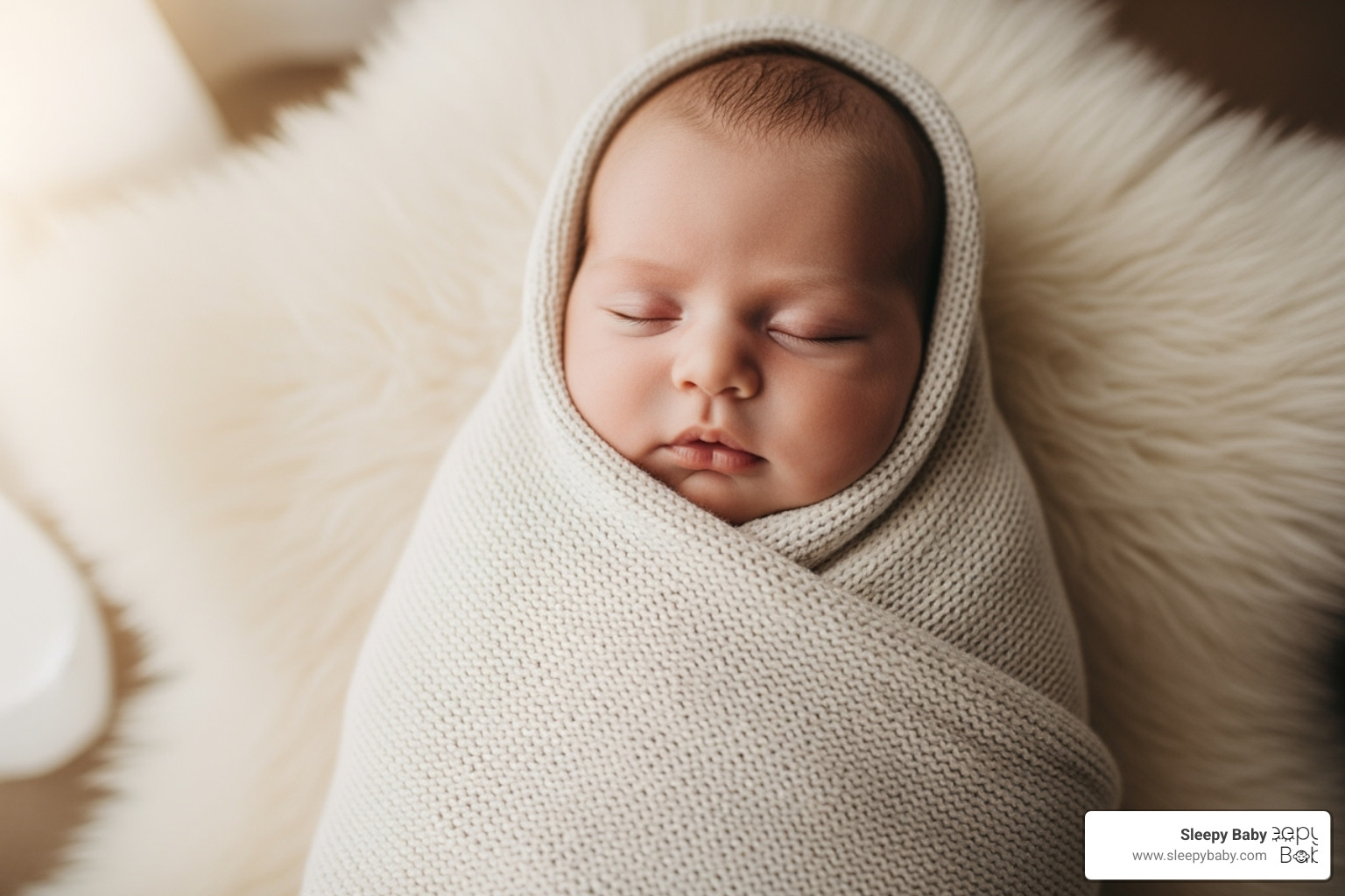 A baby being snugly swaddled - help fussy baby sleep