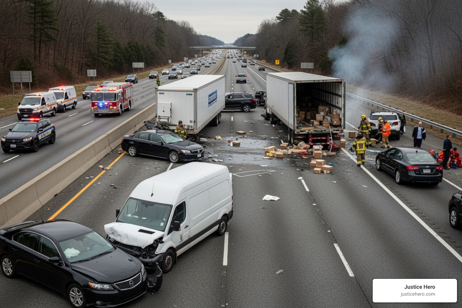 Multi-car accident on a highway - personal injury definition