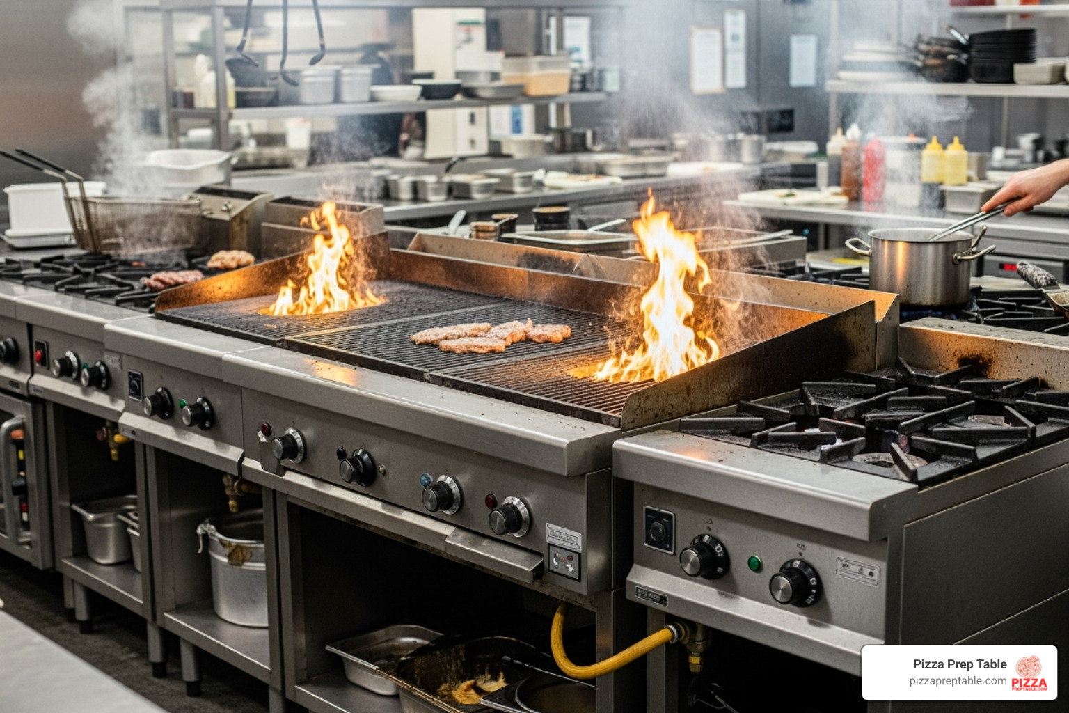 different sized char-broilers in a commercial kitchen setting - char-broiler